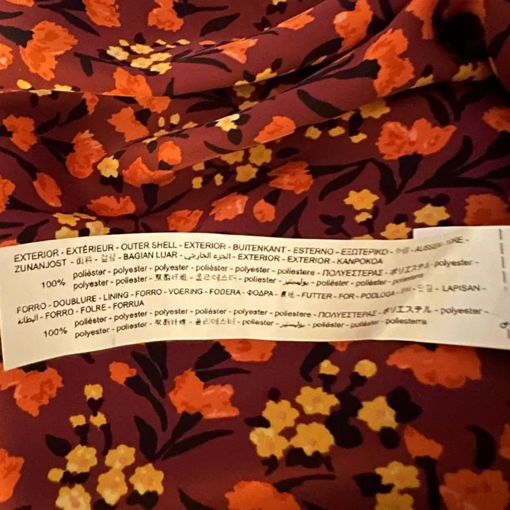 ZARA Floral Maxi Dress Burgundy Floral Size XS • BLOGGER FAVORITE • - Picture 8 of 10